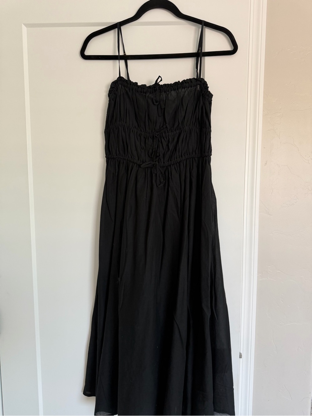 J. Crew Black Smocked Maxi Dress with Spaghetti Straps